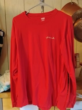 PINK Victoria's Secret Long Sleeve Crewneck Shirt - Red